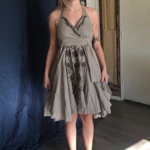 Embroidered olive dress